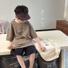 NONOKIDS Children Short Sleeved T - Shirt Casual and Cool Olive Green T-shirt Custom Logo