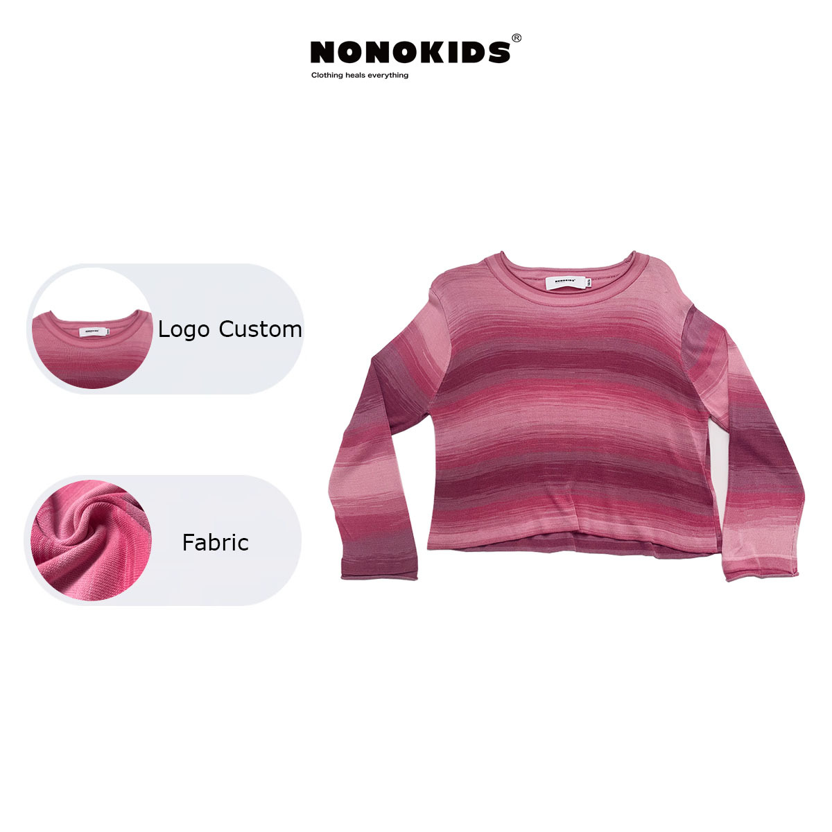 NONOKIDS Kids Long Sleeved Knitted Top Knitted Sweater for Girls In Stock Children Custom Logo Sweater