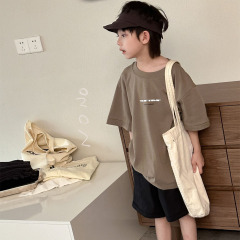 NONOKIDS Children Short Sleeved T - Shirt Casual and Cool Olive Green T-shirt Custom Logo