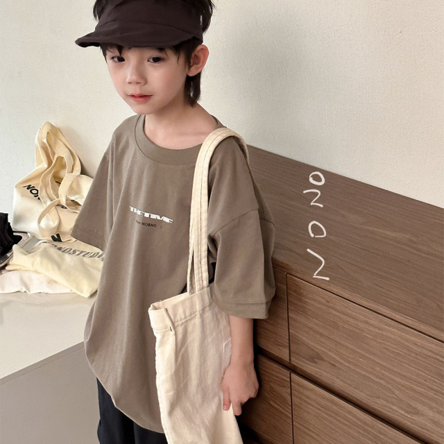 NONOKIDS Children Short Sleeved T - Shirt Casual and Cool Olive Green T-shirt Custom Logo