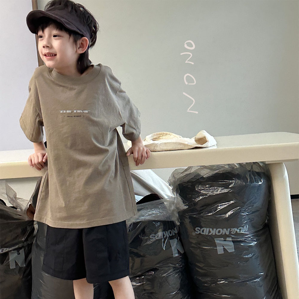 NONOKIDS Children Short Sleeved T - Shirt Casual and Cool Olive Green T-shirt Custom Logo