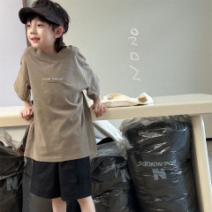 NONOKIDS Children Short Sleeved T - Shirt Casual and Cool Olive Green T-shirt Custom Logo