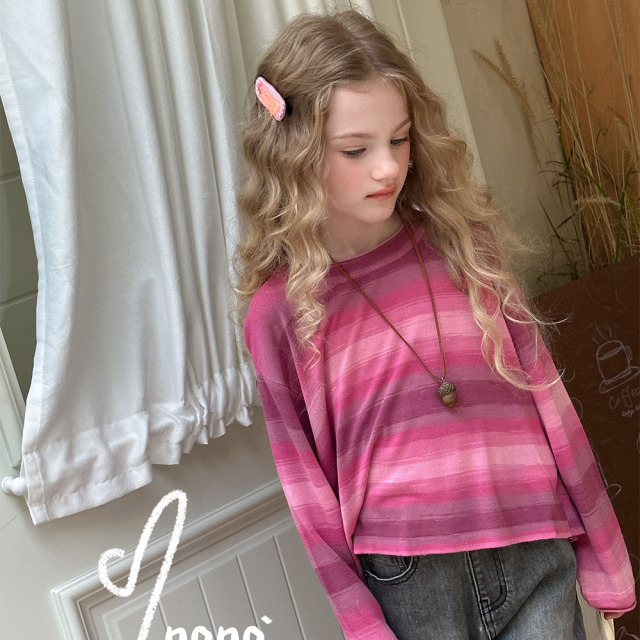 NONOKIDS Kids Long Sleeved Knitted Top Knitted Sweater for Girls In Stock Children Custom Logo Sweater