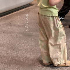 NONOKIDS Loose Fit Pants with Floral for Kids Children Print Trousers Embroidery Customization