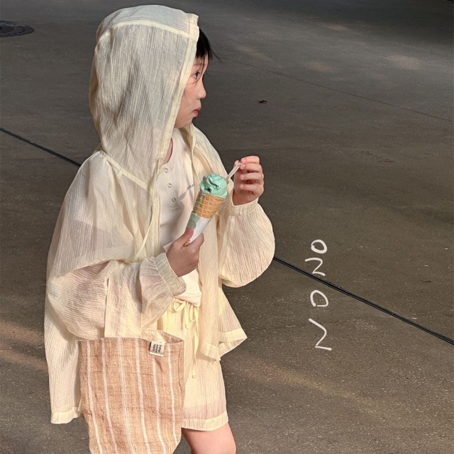 NONOKIDS Children Hooded Jacket and Shorts Set Tencel Fabric Kids Sport Set