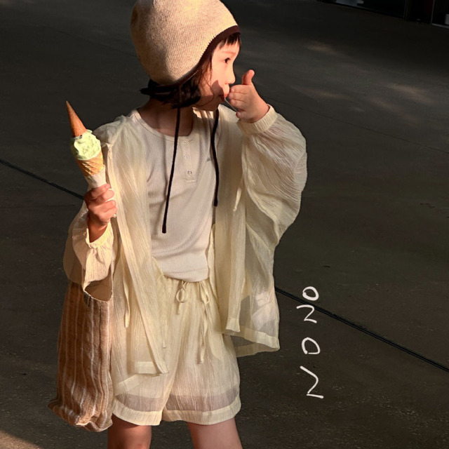NONOKIDS Children Hooded Jacket and Shorts Set Tencel Fabric Kids Sport Set