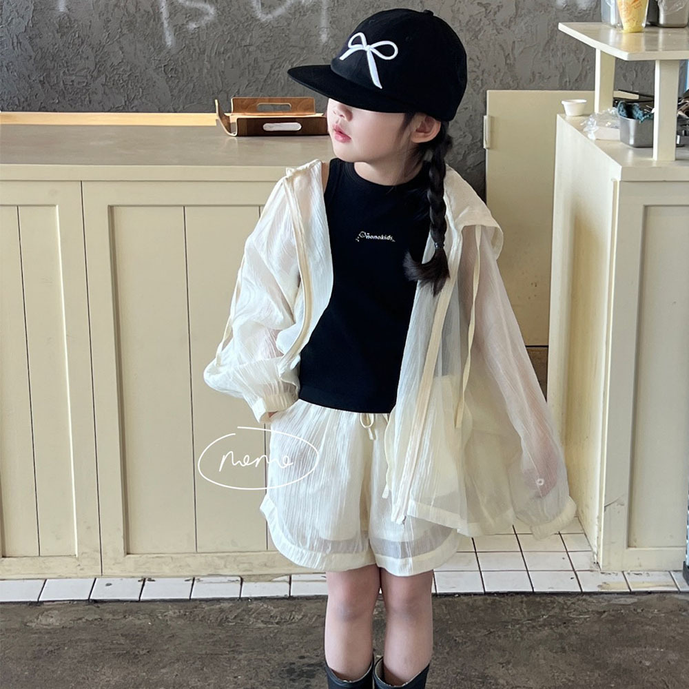 NONOKIDS Children Hooded Jacket and Shorts Set Tencel Fabric Kids Sport Set