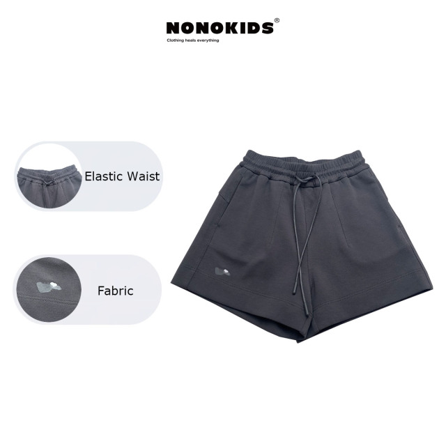 NONOKIDS Dark Gray Drawstring Shorts for Kids Children Sport Shorts Customized logo
