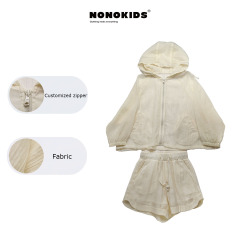 NONOKIDS Children Hooded Jacket and Shorts Set Tencel Fabric Kids Sport Set