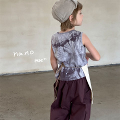 AENEKEKE Tie Dye Tank Top for Kids Sleeveless Top Cotton Customized Logo Stock Kids Wear