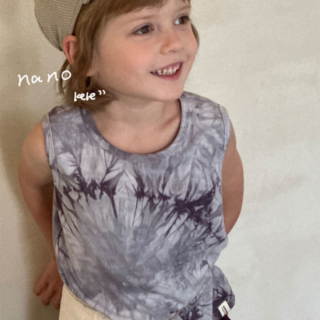 AENEKEKE Tie Dye Tank Top for Kids Sleeveless Top Cotton Customized Logo Stock Kids Wear