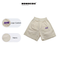 NONOKIDS Children Short Sweatpants Beige Elastic Waist Kids' Shorts Cotton Short Pants