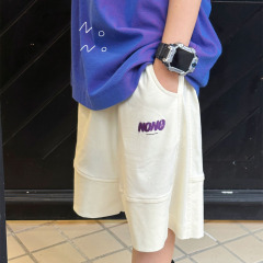 NONOKIDS Children Short Sweatpants Beige Elastic Waist Kids' Shorts Cotton Short Pants