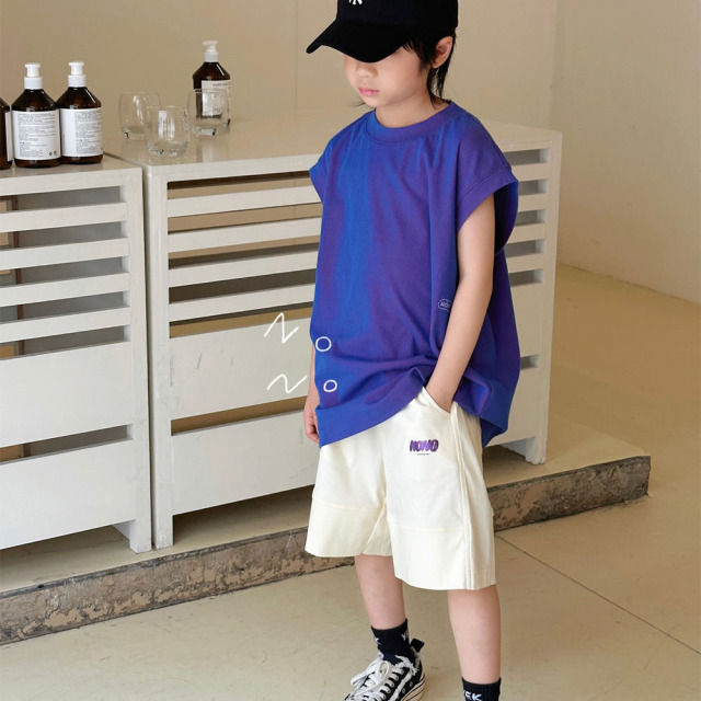 NONOKIDS Children Short Sweatpants Beige Elastic Waist Kids' Shorts Cotton Short Pants