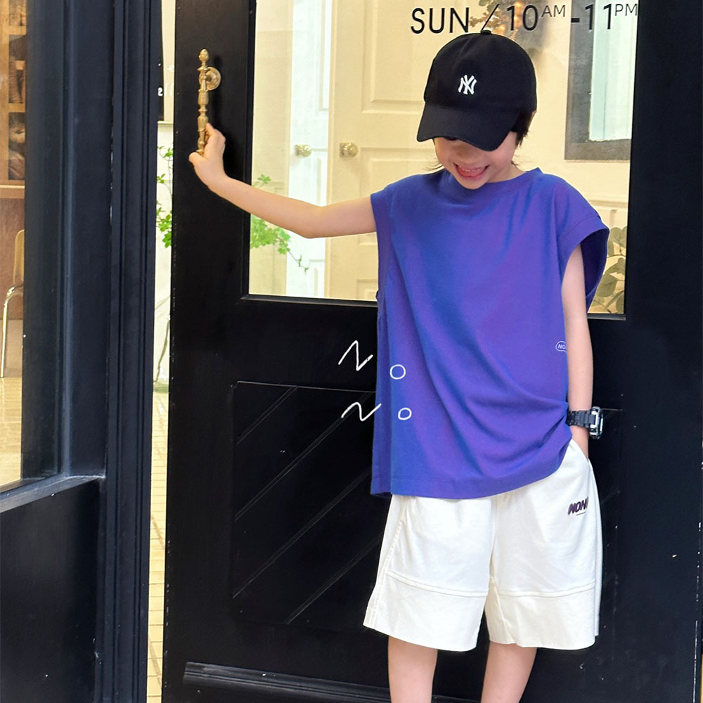 NONOKIDS Children Short Sweatpants Beige Elastic Waist Kids' Shorts Cotton Short Pants