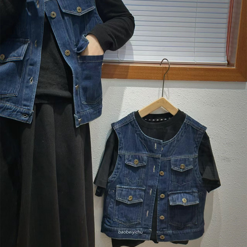 UEMO Denim Sleeveless Vest for Kids Customized Logo All in Stock