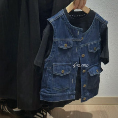 UEMO Denim Sleeveless Vest for Kids Customized Logo All in Stock