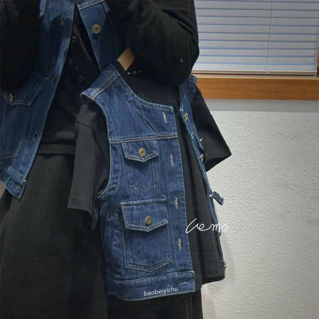 UEMO Denim Sleeveless Vest for Kids Customized Logo All in Stock