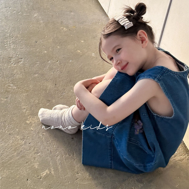 NONOKIDS Sleeveless Denim Dress for Kids Children O-Neck Dress Tank Dress