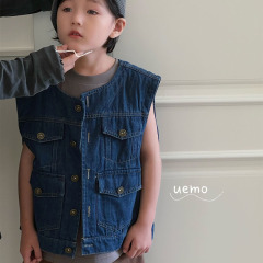 UEMO Denim Sleeveless Vest for Kids Customized Logo All in Stock