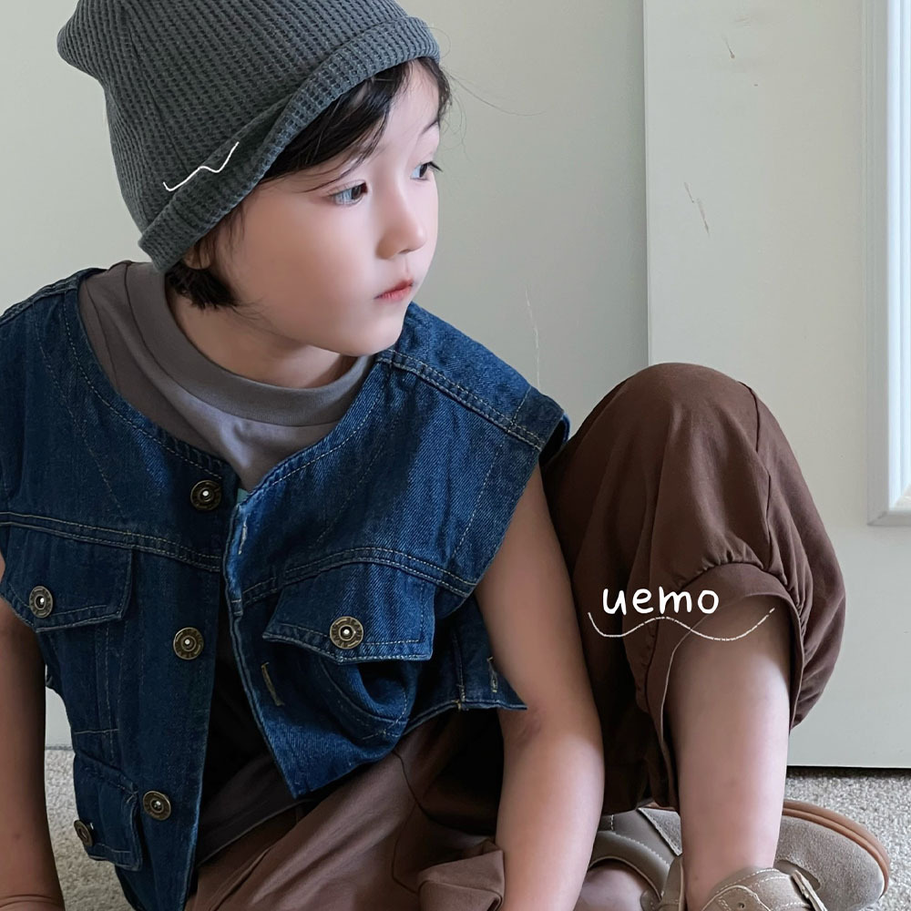 UEMO Denim Sleeveless Vest for Kids Customized Logo All in Stock
