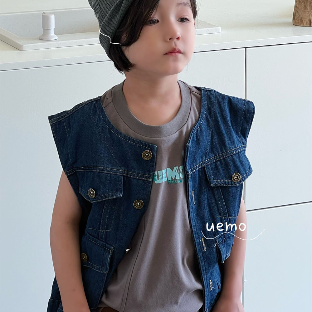 UEMO Denim Sleeveless Vest for Kids Customized Logo All in Stock