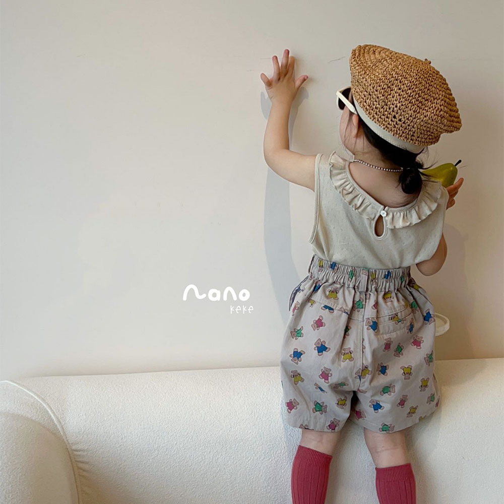 AENEKEKE Toddler Shorts Bear Print Shorts  Comfort and Playful Design Elastic Waist Shorts for Kids