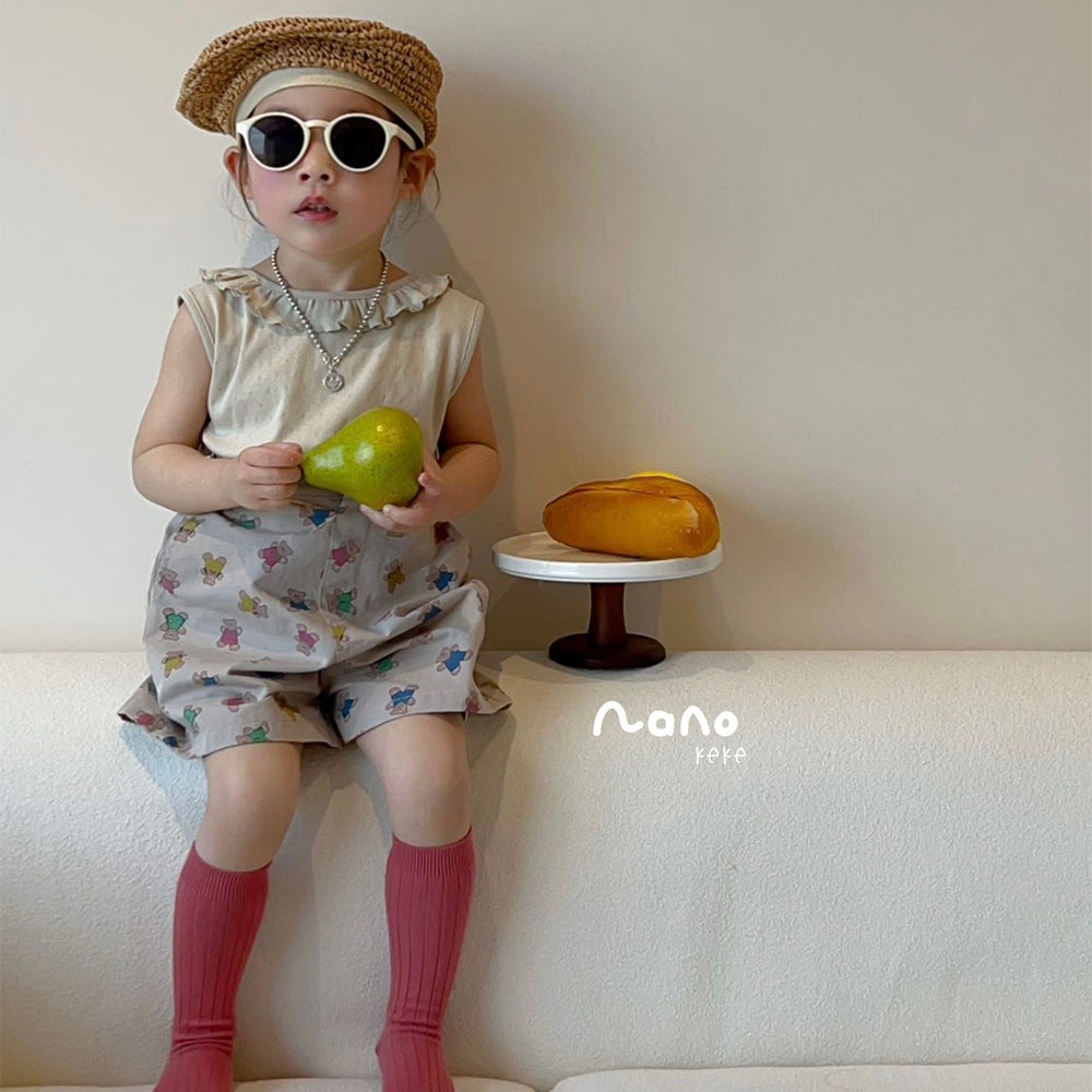 AENEKEKE Toddler Shorts Bear Print Shorts  Comfort and Playful Design Elastic Waist Shorts for Kids