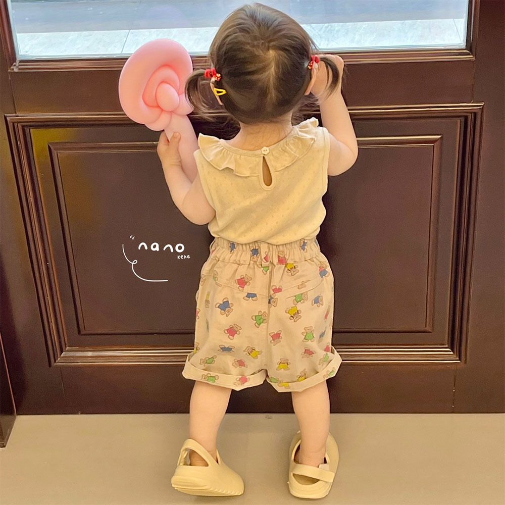 AENEKEKE Toddler Shorts Bear Print Shorts  Comfort and Playful Design Elastic Waist Shorts for Kids