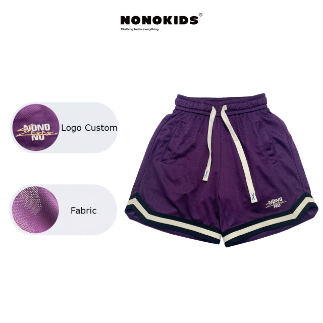NONOKIDS Purple Kids' Mesh Sports Shorts Stock Casual Shorts Children Sweatpants