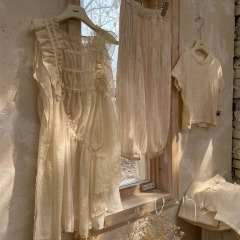 UEMO Children Chiffon Dress Two Pieces White Dress Girls' Princess Dress