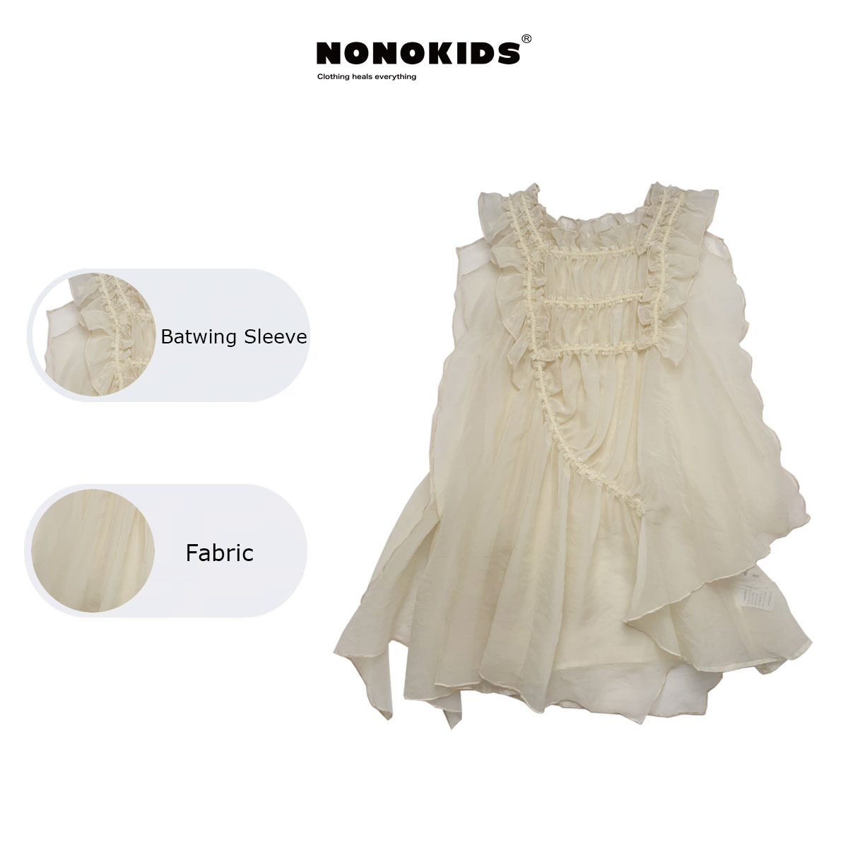 UEMO Children Chiffon Dress Two Pieces White Dress Girls' Princess Dress