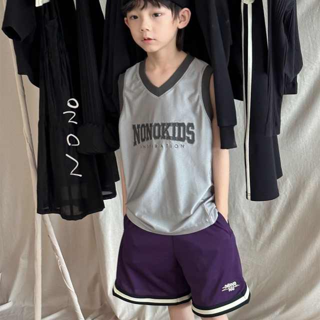 NONOKIDS Purple Kids' Mesh Sports Shorts Stock Casual Shorts Children Sweatpants