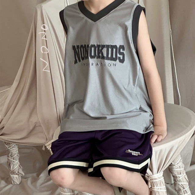 NONOKIDS Purple Kids' Mesh Sports Shorts Stock Casual Shorts Children Sweatpants