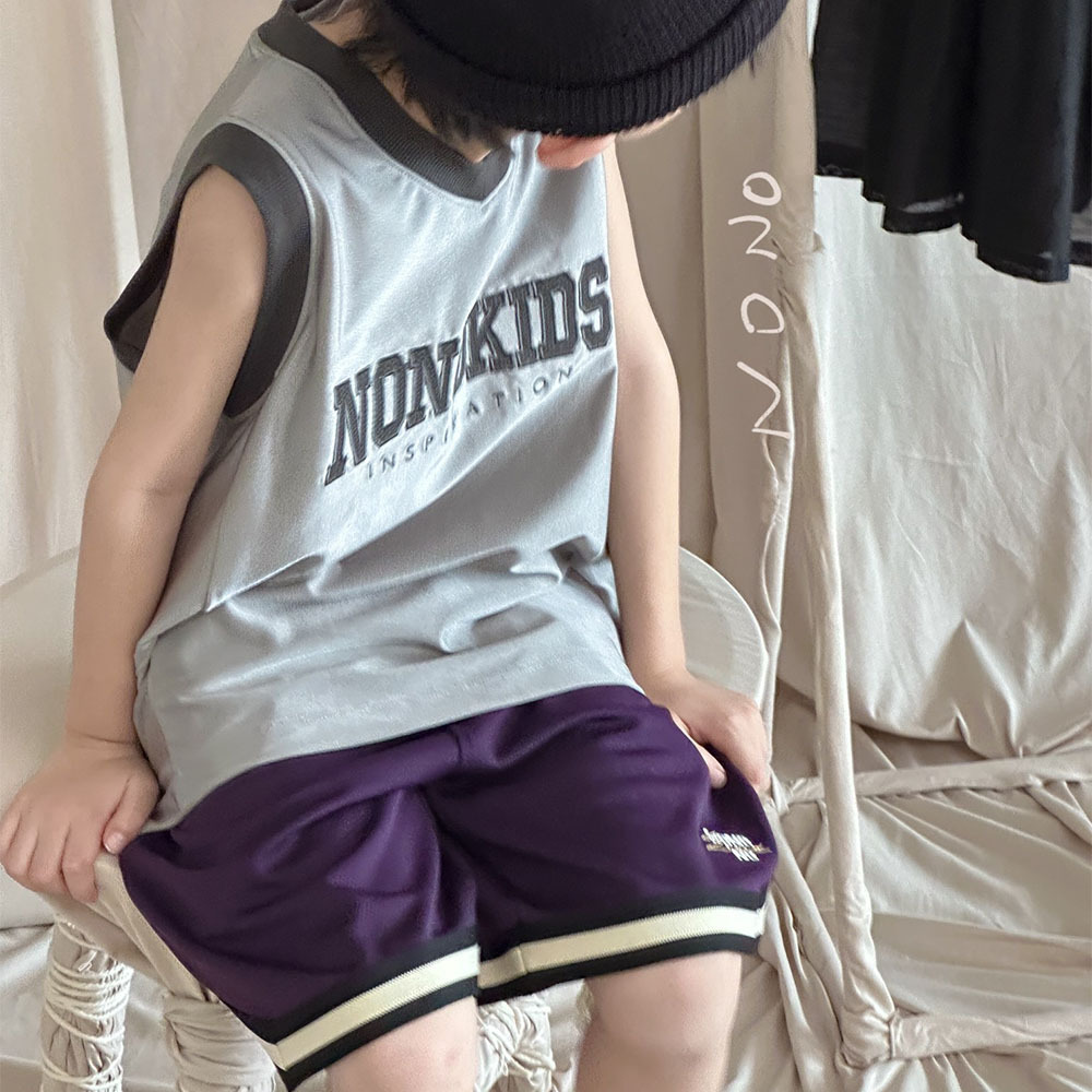 NONOKIDS Purple Kids' Mesh Sports Shorts Stock Casual Shorts Children Sweatpants