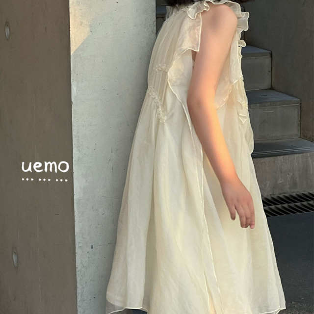 UEMO Children Chiffon Dress Two Pieces White Dress Girls' Princess Dress