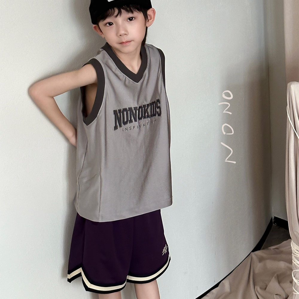 NONOKIDS Purple Kids' Mesh Sports Shorts Stock Casual Shorts Children Sweatpants