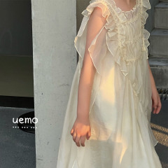 UEMO Children Chiffon Dress Two Pieces White Dress Girls' Princess Dress