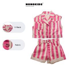 NONOKIDS Striped Sleeveless Vest and Shorts Set for Kids Trendy Summer Children Outfit