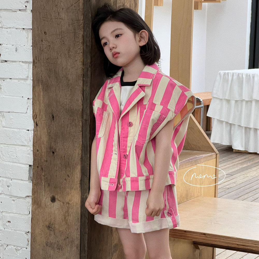NONOKIDS Striped Sleeveless Vest and Shorts Set for Kids Trendy Summer Children Outfit