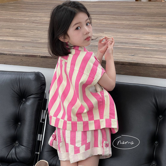 NONOKIDS Striped Sleeveless Vest and Shorts Set for Kids Trendy Summer Children Outfit