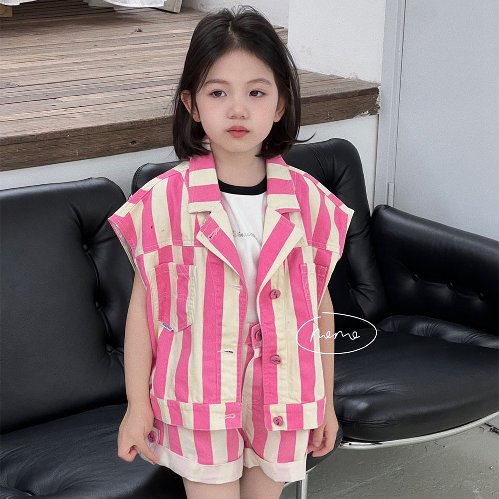 NONOKIDS Striped Sleeveless Vest and Shorts Set for Kids Trendy Summer Children Outfit