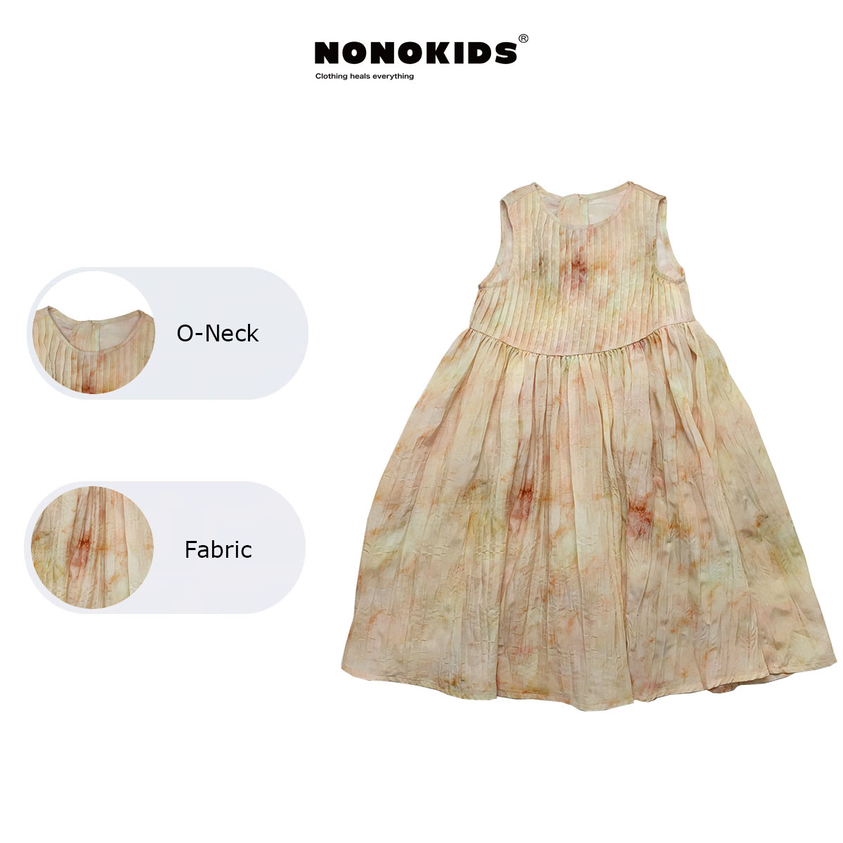 UEMO Sleeveless Tie Dye Pleated Dress for Girls Hot Sale Beach Floral Kids Dress