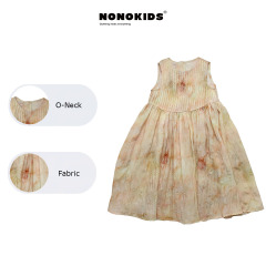 UEMO Sleeveless Tie Dye Pleated Dress for Girls Hot Sale Beach Floral Kids Dress