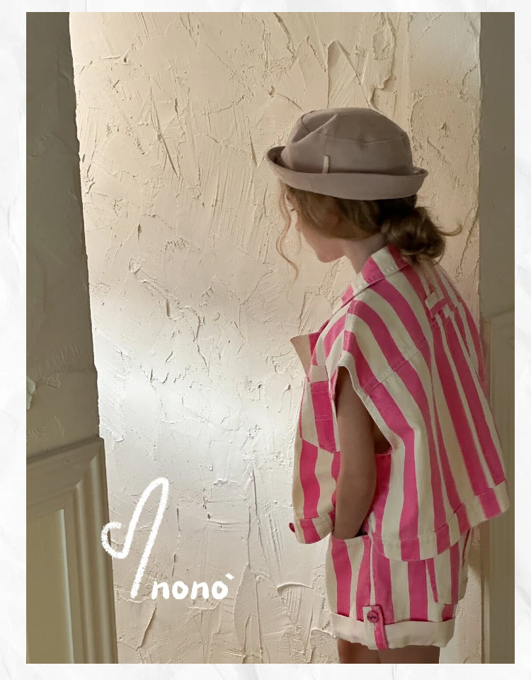NONOKIDS Striped Sleeveless Vest and Shorts Set for Kids Trendy Summer Children Outfit