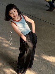 NONOKIDS Black Denim Wide-Leg Pants for Toddlers