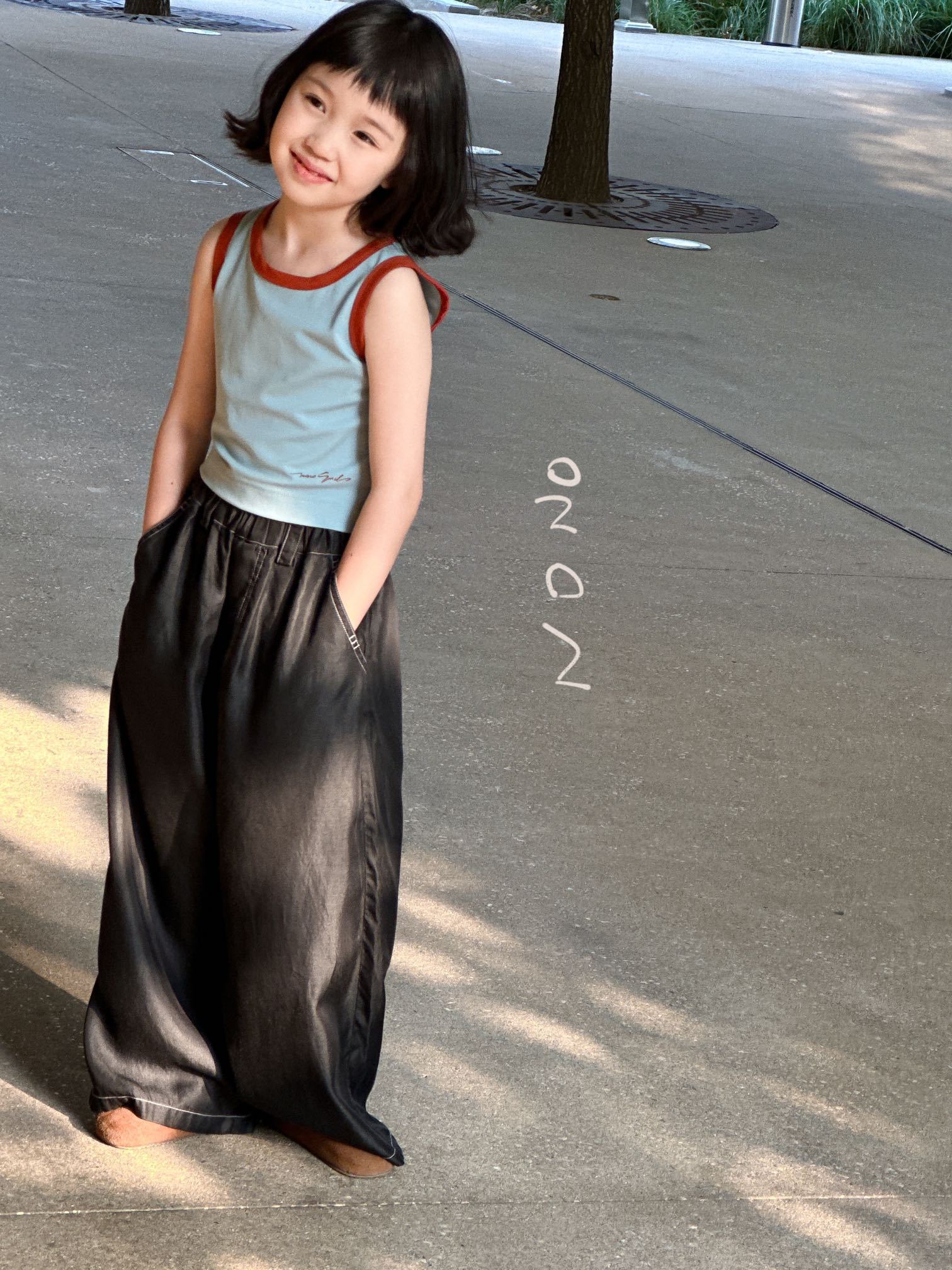NONOKIDS Black Denim Wide-Leg Pants for Toddlers