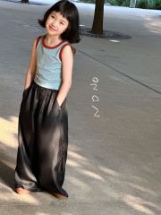 NONOKIDS Black Denim Wide-Leg Pants for Toddlers