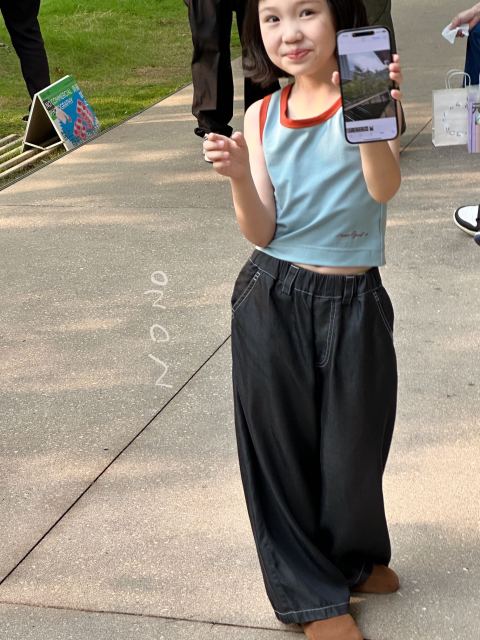 NONOKIDS Black Denim Wide-Leg Pants for Toddlers