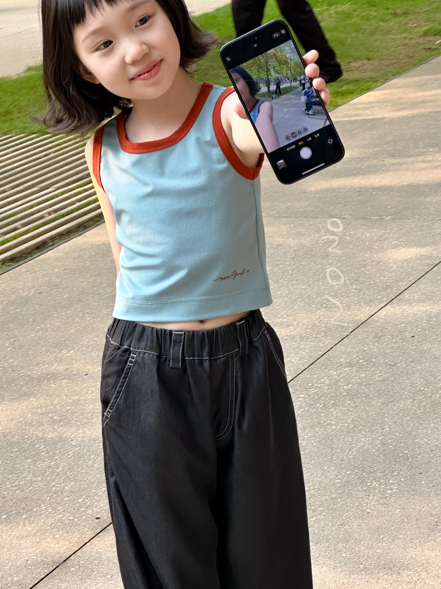 NONOKIDS Black Denim Wide-Leg Pants for Toddlers